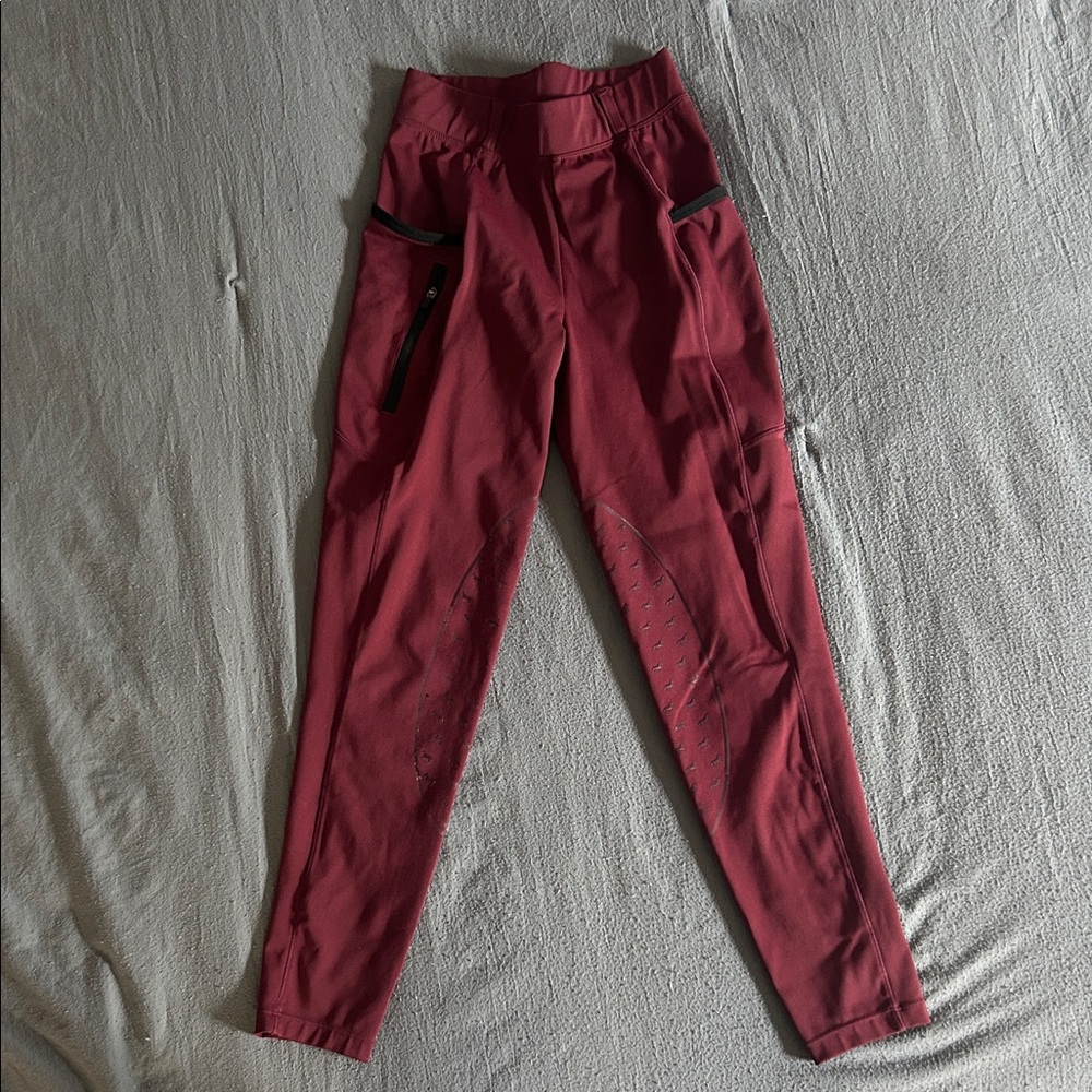 Baleaf riding leggings in burgundy